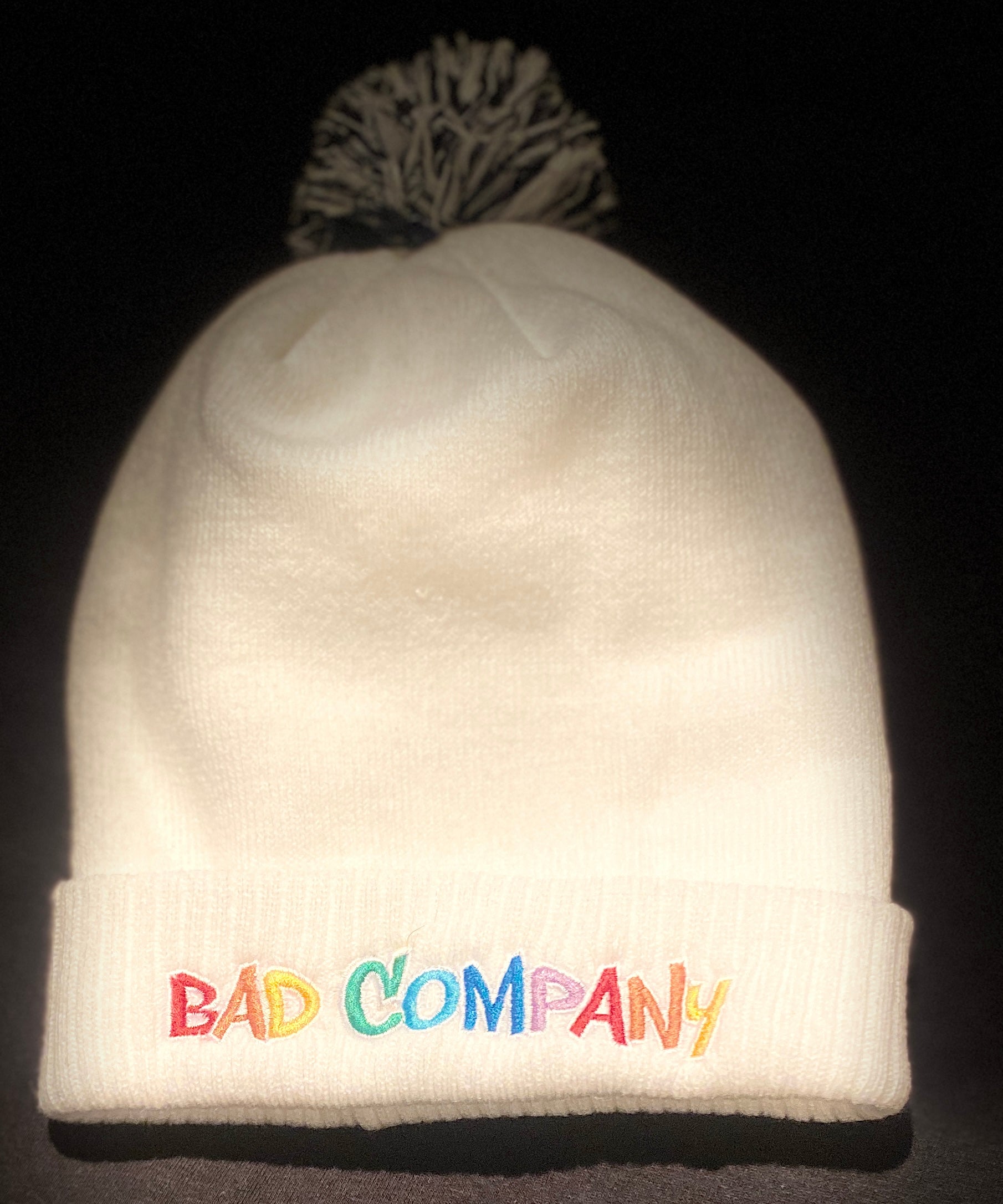 Gay Pride white beanie bobble hat